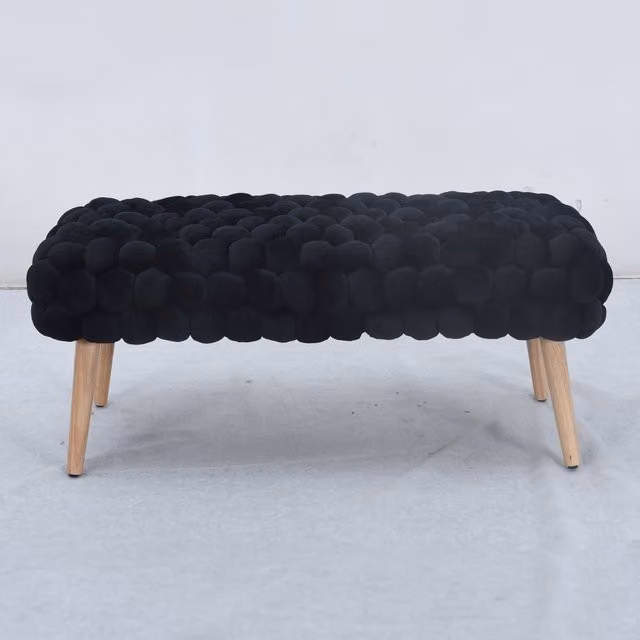 Artemis Home Cushla Bubbly Velvet Large Footstool in Black