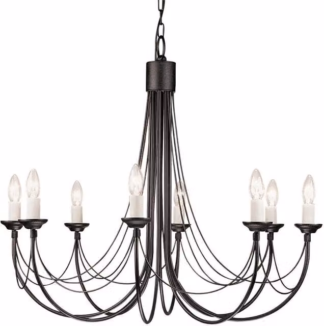Loops Gothic Style 8 Bulb Chandelier in Black and Ivory with Candle Tube LED E14 60W