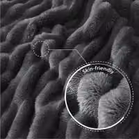 Dyzi Ribbed Jacquard Fleece Throw Blanket, Grey, W/D/H: 200 x 240 cm – 3
