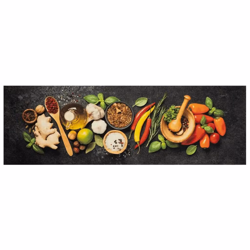 Berkfield Home Spices Washable Kitchen Rug in Black Velvet, W: 60 cm, L: 180 cm – 2