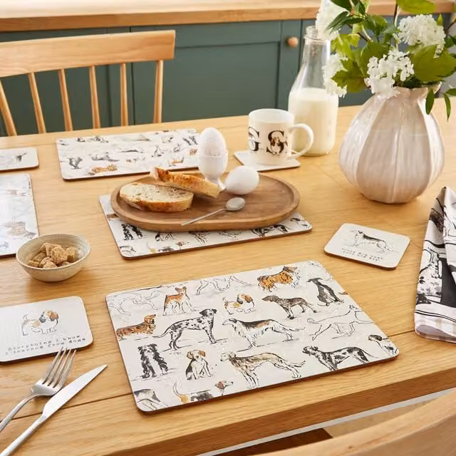 Ulster Weavers Country Dogs Printed MDF Placemats, Pack of 4, Brown and Beige – 1