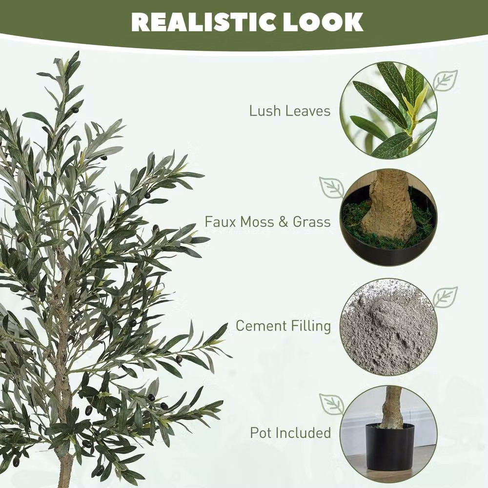 STILVORA Artificial Green Olive Tree with Pot, Height: 180 cm – 4