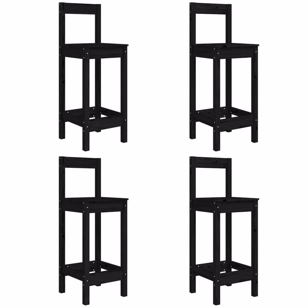 Berkfield Home Beautiful 5 Piece Garden Bar Set in Black Solid Pine Wood – 5