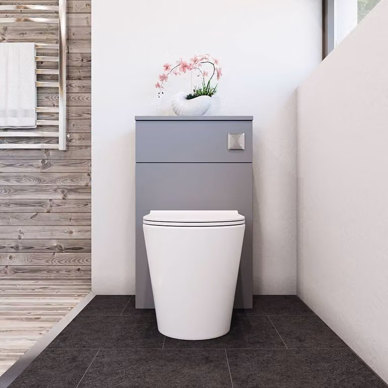 Balterley Contemporary Compact Freestanding WC Toilet Unit in Matt Grey, W: 50 cm, D: 50 cm, H: 81.8 cm
