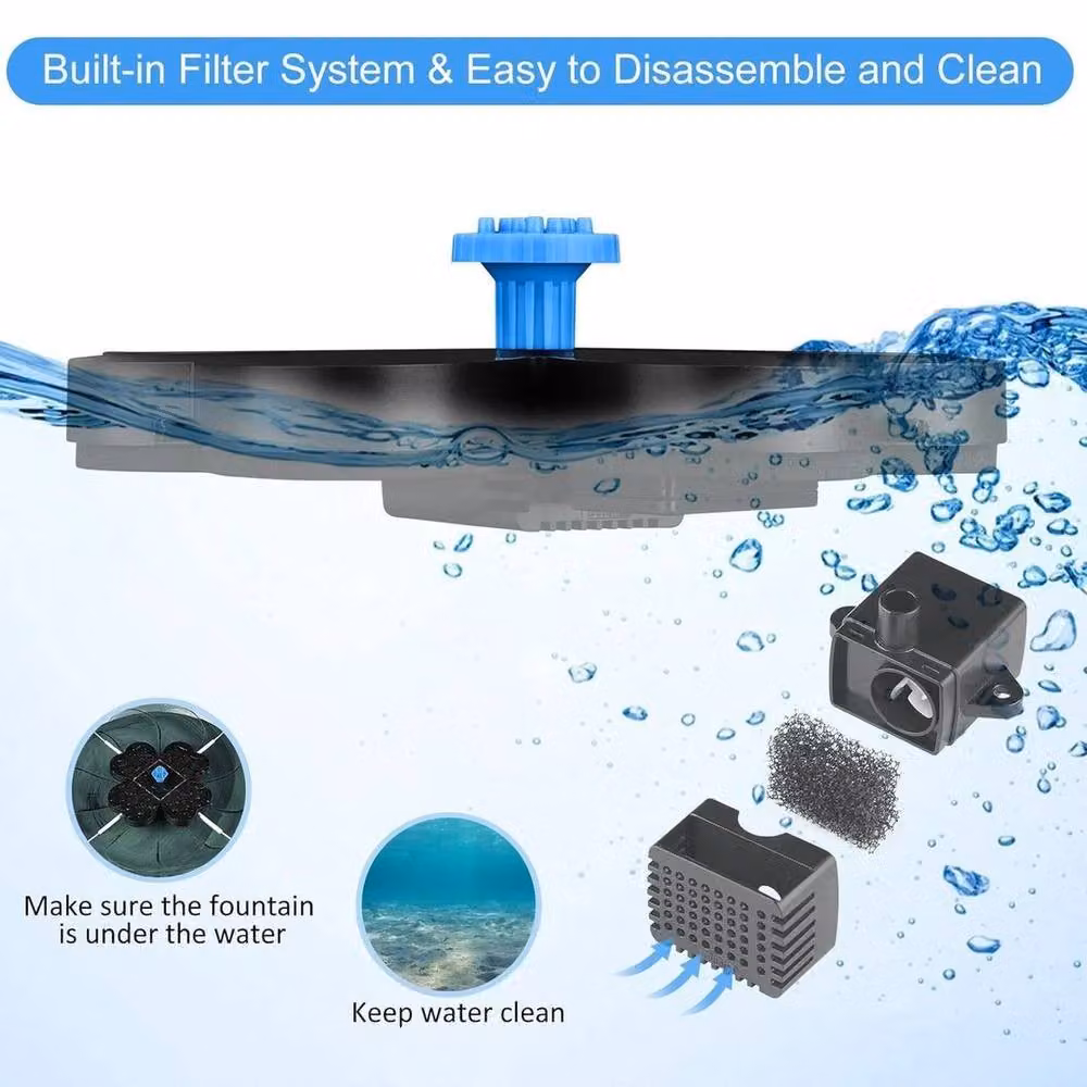 FLAVORA Solar Powered Floating Water Fountain Pump in Black – 4