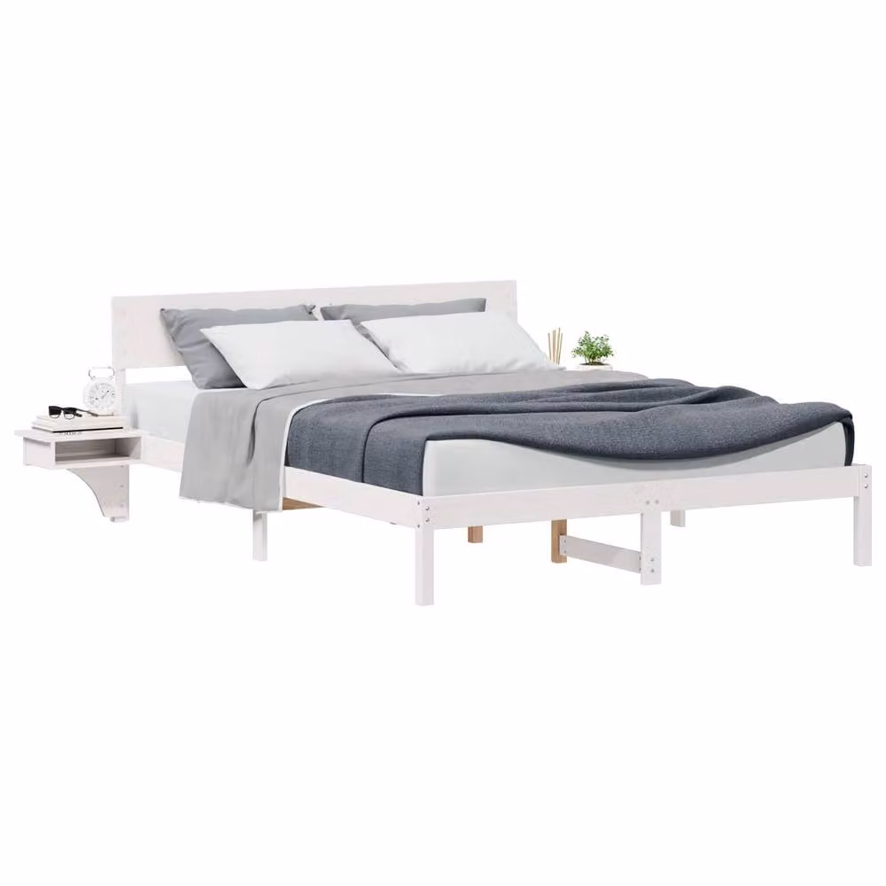 Berkfield Home Solid Pine Wood Bed Frame with Headboard in White, 160 x 200 cm – 2