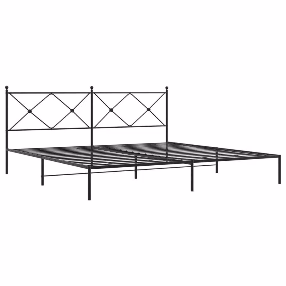 Berkfield Home Metal Bed Frame with Headboard, Black, W: 193 cm, D: 203 cm – 3