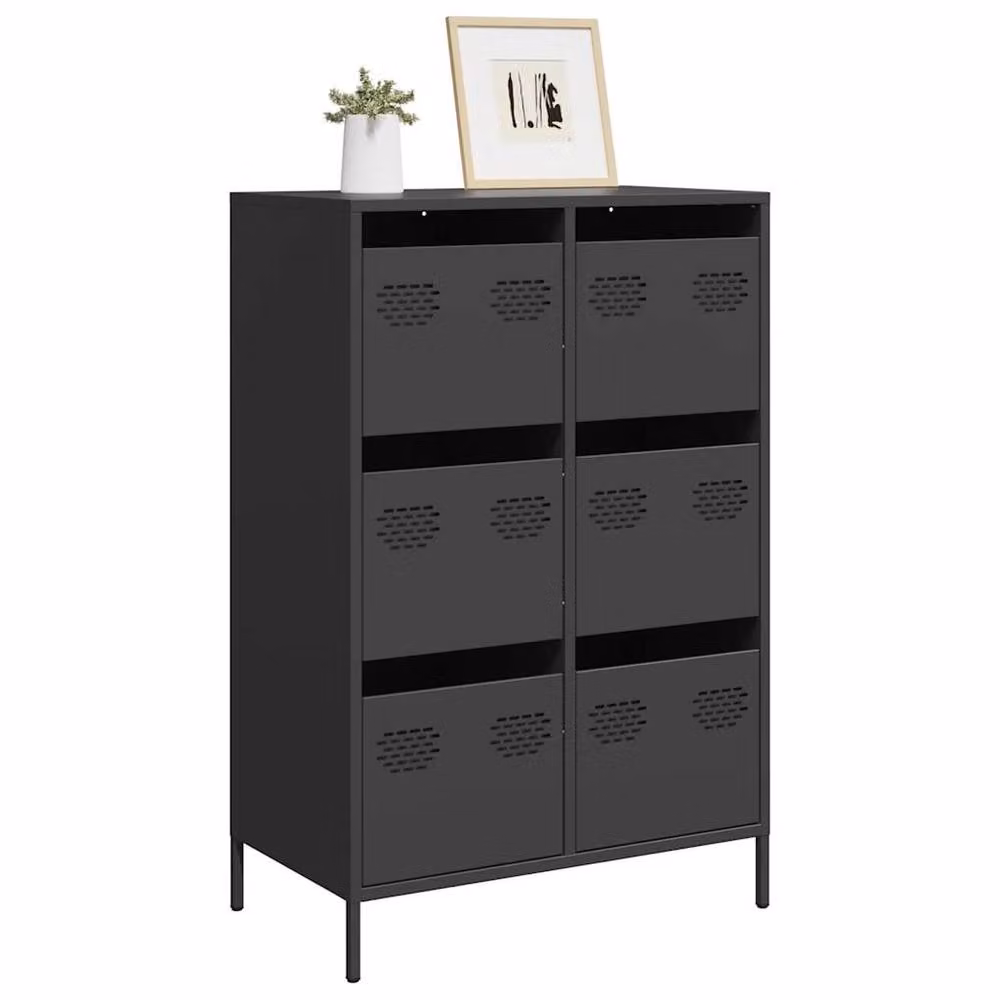 Berkfield Home Modern Black Steel Highboard W/D/H: 68 x 39 x 101.5 cm – 2