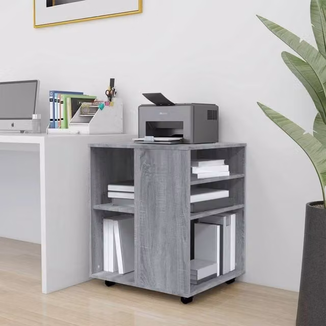 Berkfield Home Rolling Cabinet in Grey Sonoma, W/D/H: 60 x 53 x 72 cm