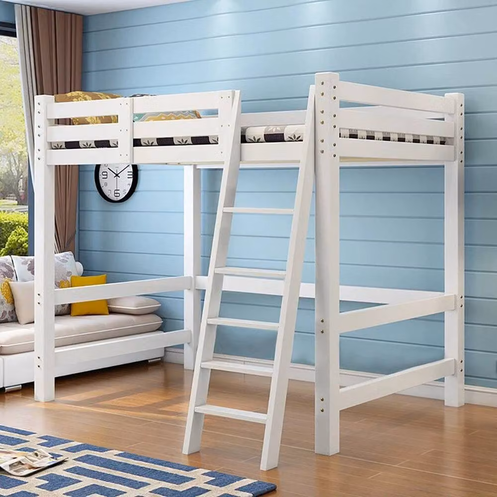 FORGEVIO White Lacquered Solid Pine High Sleeper Bunk Bed Frame for Children, W/D/H: 120 x 60 cm – 3