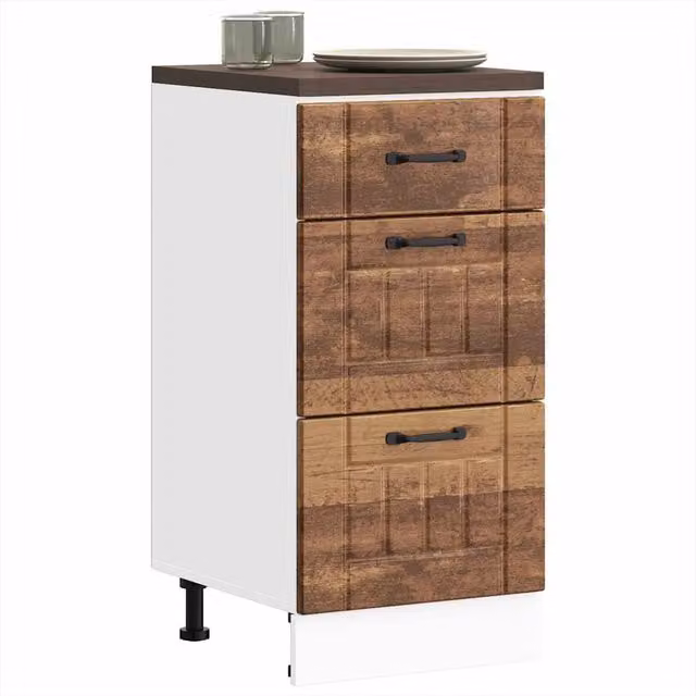Berkfield Home Lucca Kitchen Base Cabinet in Brown Old Wood
