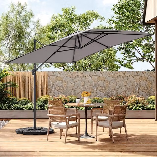 Livingandhome 2.5m Cantilever Garden Parasol with UPF 30 Protection in Grey