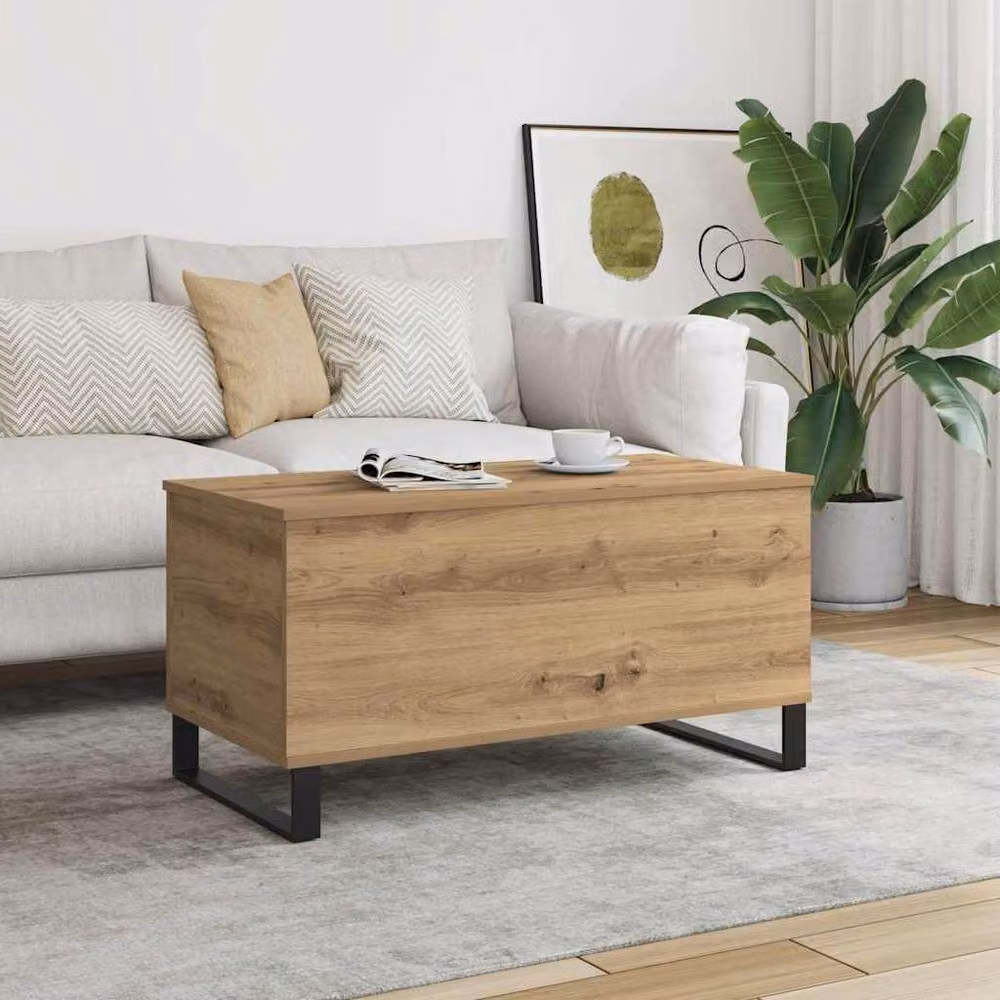 Berkfield Home Artisan Oak Coffee Table in Brown, W/D/H: 90 x 44.5 x 45 cm – 2