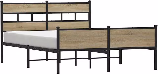 Berkfield Home Metal Bed Frame in Sonoma Oak Brown, W/D/H: 160 x 200 cm – 1