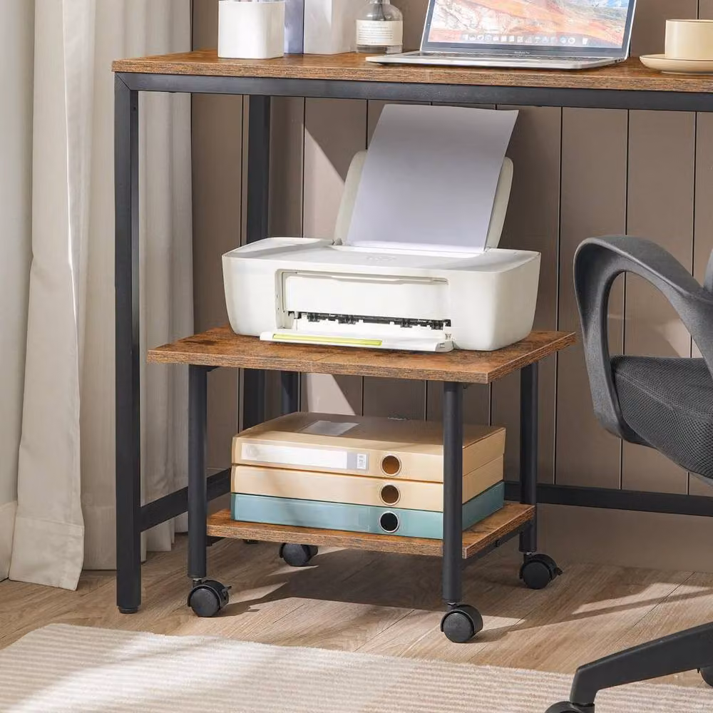 SPETLEK 2-Tier Under-Desk Printer Stand in Brown – 3
