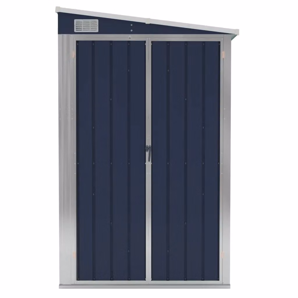 Berkfield Home Wall-mounted Lean-to Garden Shed in Anthracite and Black, Galvanised Steel with Double Doors, W/D/H: 118 x 288 x 178 cm – 3