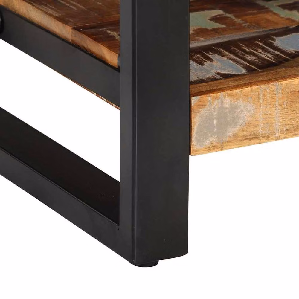 Berkfield Home Set of 2 Rustic Mango Wood and Metal Bedside Cabinets in Multicolour – 8