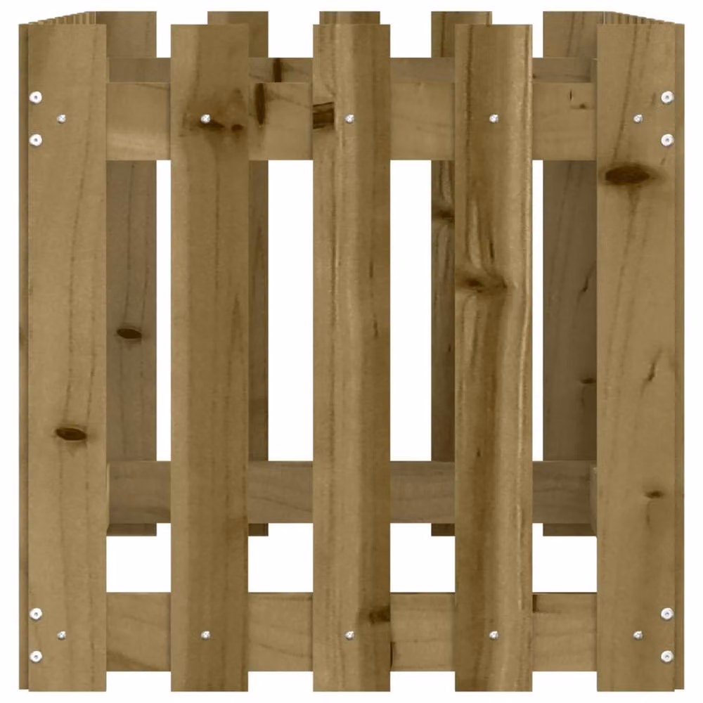 Berkfield Home Garden Raised Bed with Fence Design in Brown Impregnated Pine Wood, W/D/H: 100 x 50 x 50 cm – 4
