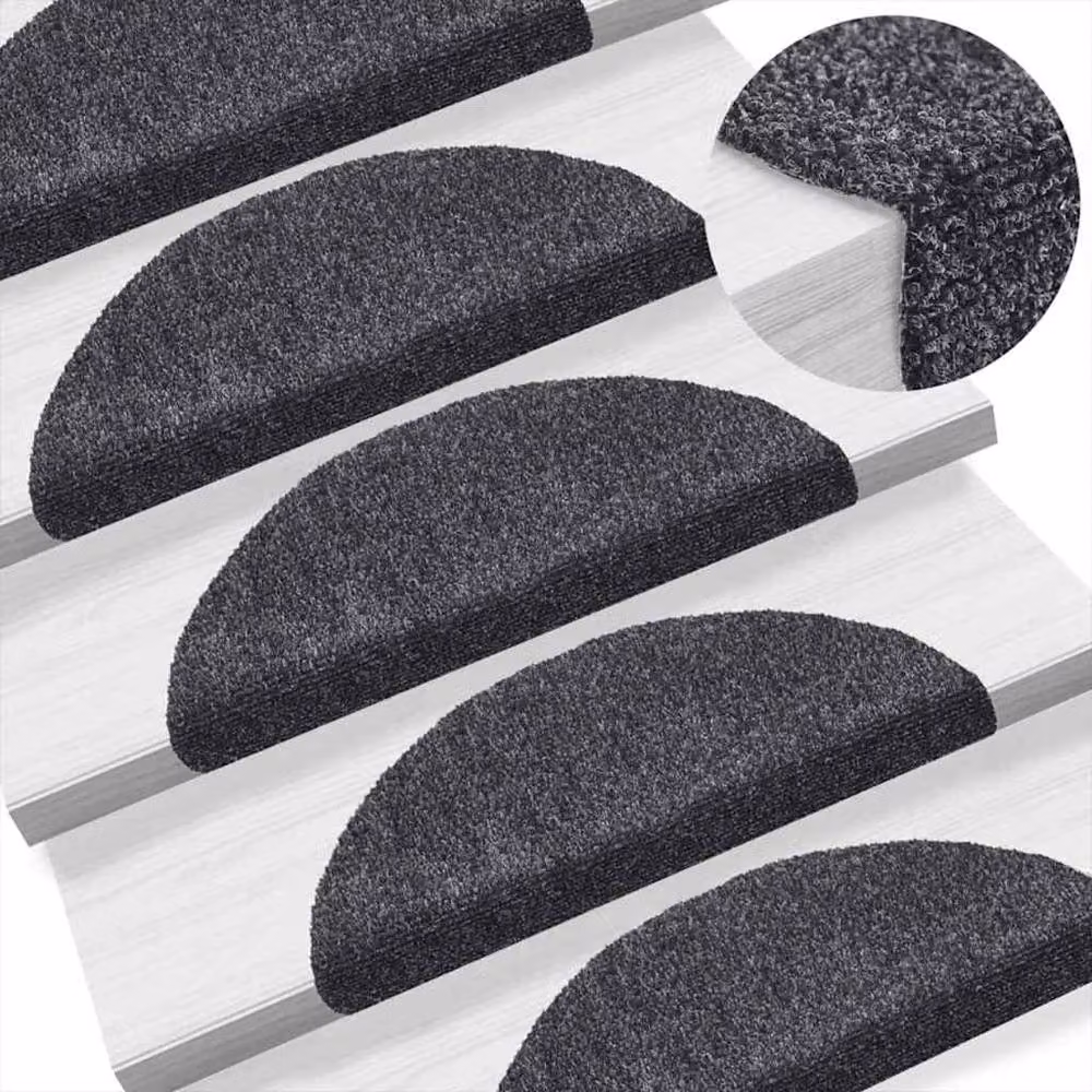 Berkfield Home Self-adhesive Stair Mats, 5 Pack, Dark Grey, W/D/H: 56 x 17 x 3 cm – 3