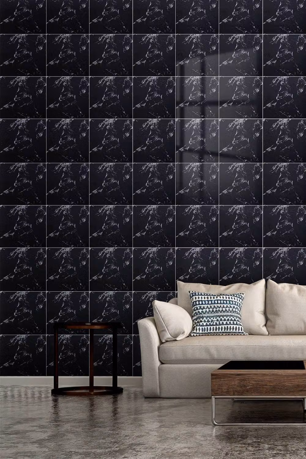 Living and Home 10pcs Black Marble Peel and Stick Wall Stickers, 40 x 40 cm – 2