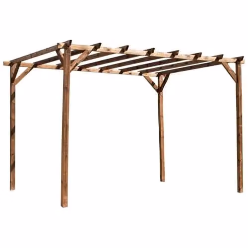 Cerland Magdalie Wooden Pergola in Brown, Pressure-Treated Scots Pine Garden Arbor, W: 400 cm, D: 300 cm, H: 249 cm – 1