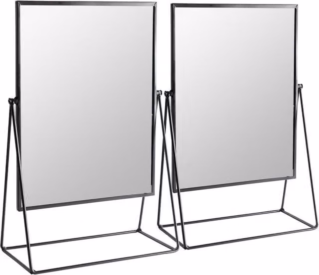 Harbour Housewares Black Rectangular Tabletop Makeup Mirror W: 22 cm, H: 50 cm
