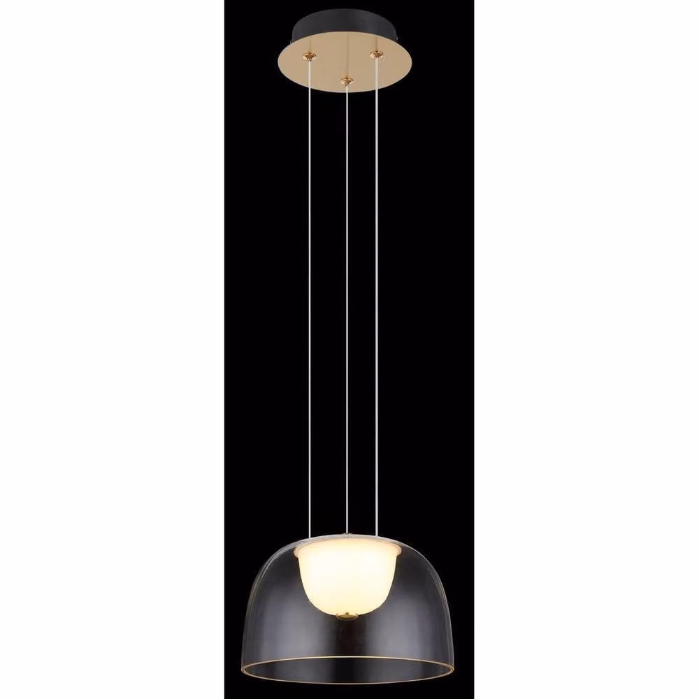 Netlighting Jocky Dome Pendant Light in Gold and Brass with Transparent Glass Shade, LED 3000K, Height Adjustable – 2