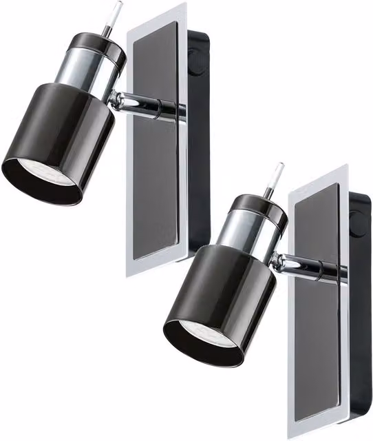 Loops 2 Pack Black Metal Wall Spot Lights with GU10 5W Bulbs Included