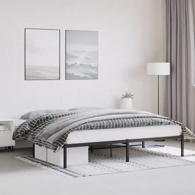 Berkfield Home Metal Bed Frame in Black, 200 x 200 cm – 1