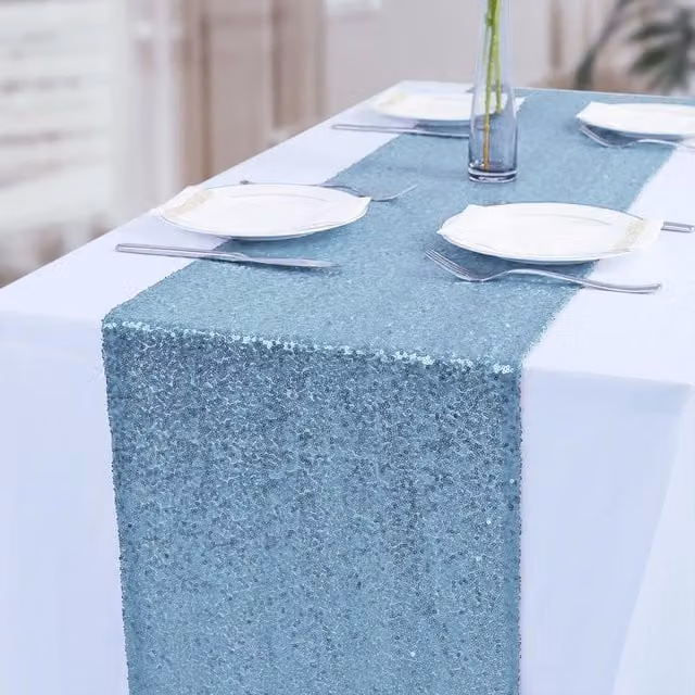 Trimming Shop Baby Blue Glitter Sequin Table Runner