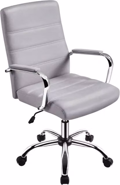 Kelvenix Grey Synthetic Leather Executive Office Chair with Armrests and Castors – 1