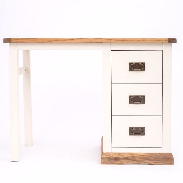 Cabinet Bits Tropea 3 Drawer Dressing Table in Off-White with Brass Drop Handles