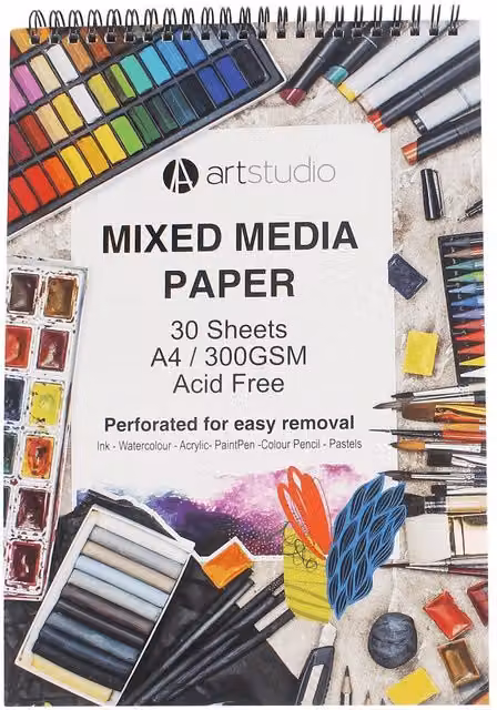 Art Studio Mixed Media Paper Pad, White, A4