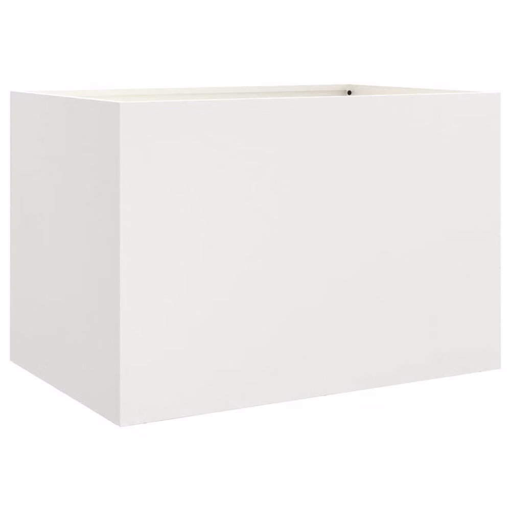 Berkfield Home Steel Planter Tub, White, W: 62 cm, D: 40 cm, H: 39 cm – 3