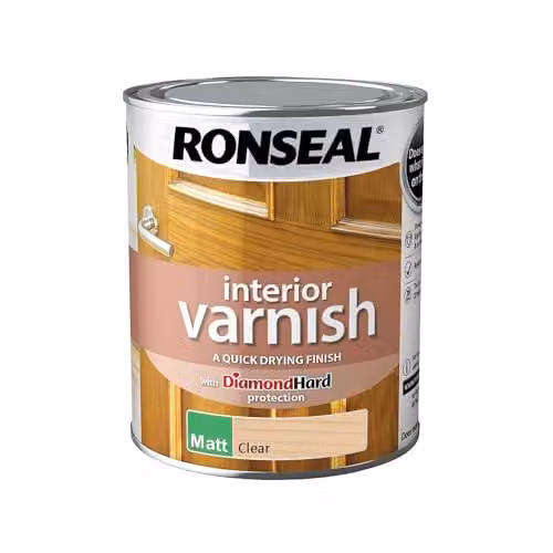 Ronseal Quick Dry Matt Clear Interior Wood Varnish, 750ml – 1