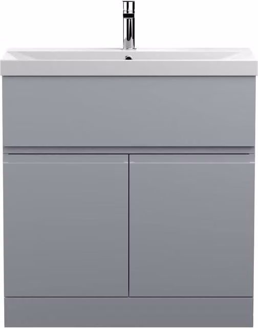 Balterley Mavesyn 2 Door 1 Drawer Vanity Basin Unit, Satin Grey, Width: 80 cm