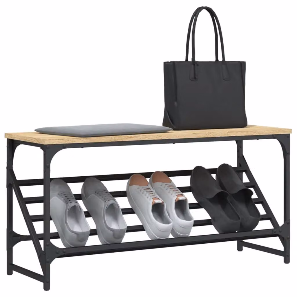 Berkfield Home Sonoma Oak Shoe Rack in Brown, W/D/H: 90 x 30 x 45 cm – 3