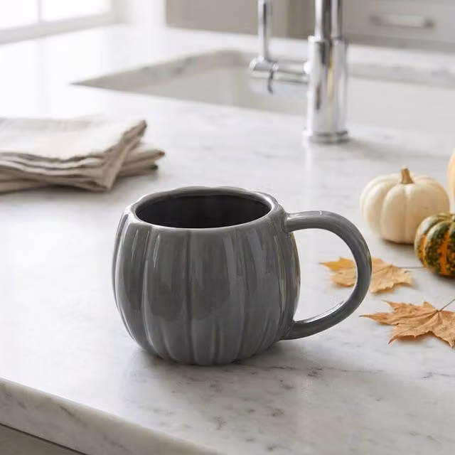 Garden Greatness Multicolour Pumpkin Ceramic Mug in Grey