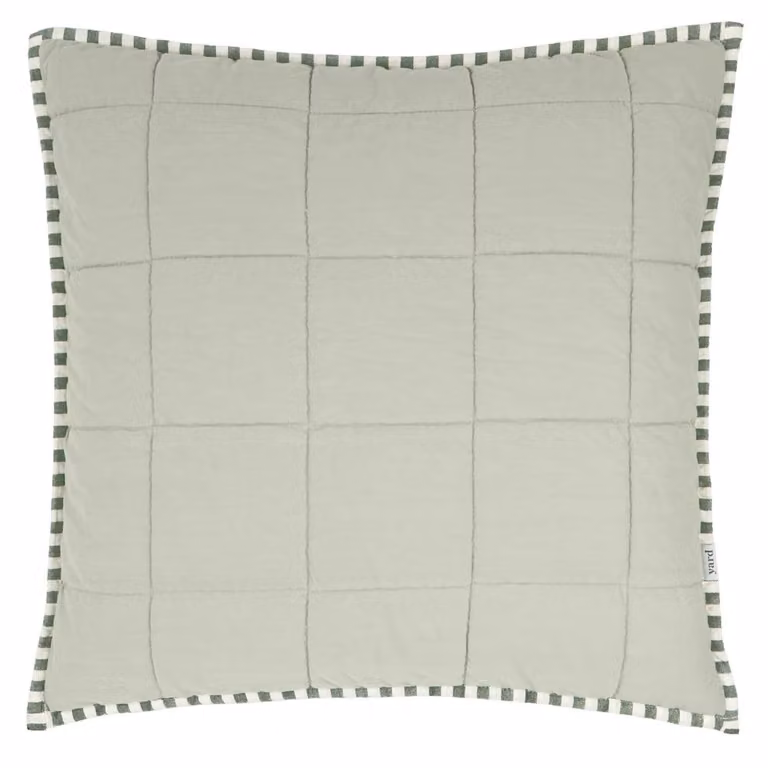 Yard Hebden Striped Square Cotton Cushion in Green, W/D/H: 55 x 55 x 55 cm