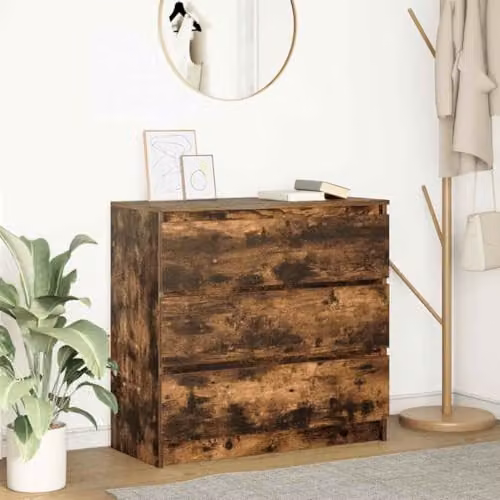 vidaXL Sideboard in Smoked Oak, Brown Engineered Wood, W/D/H: 80 x 35 x 76 cm – 2