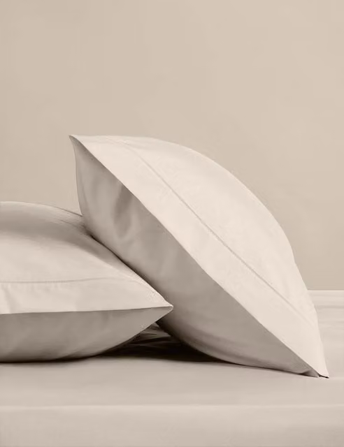 M&S 2 Pack Plain Beige Egyptian Cotton Pillowcases