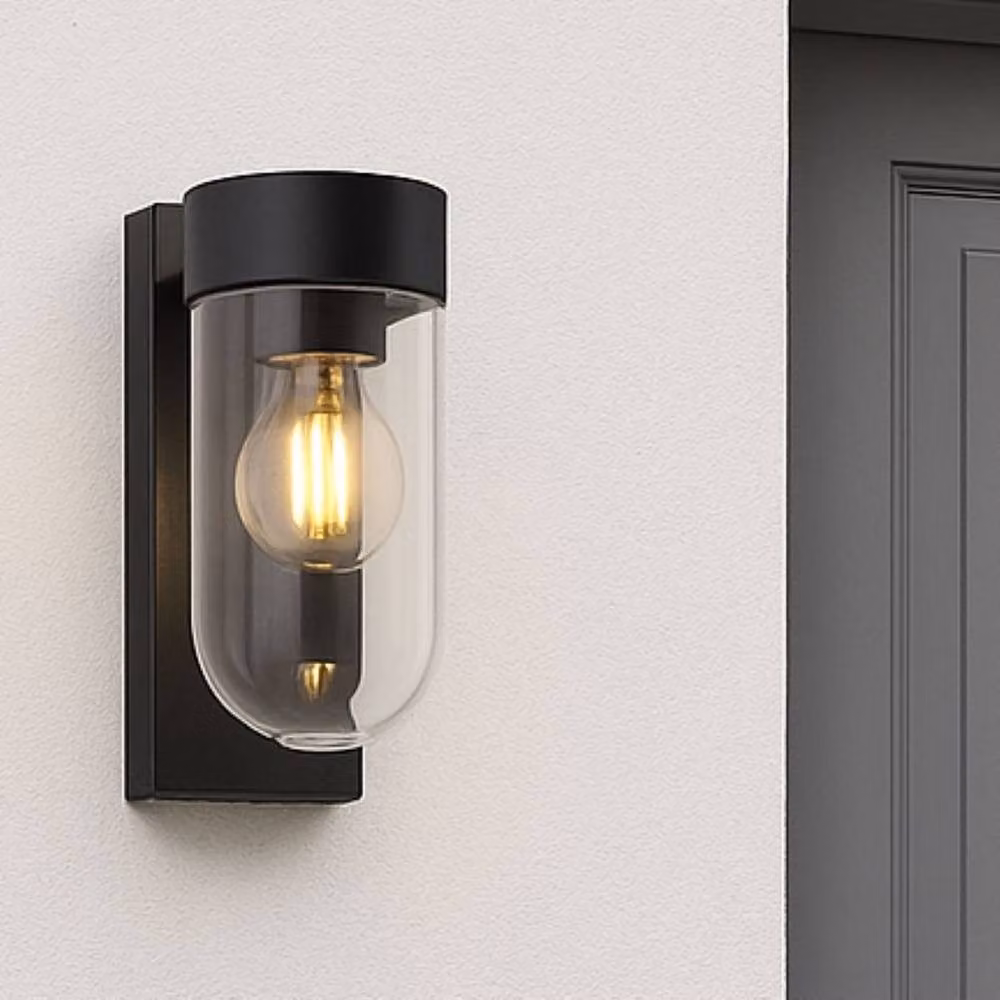 CGC Lighting Rowan Black Outdoor Wall Lantern with Transparent Glass Diffuser IP54 – 7