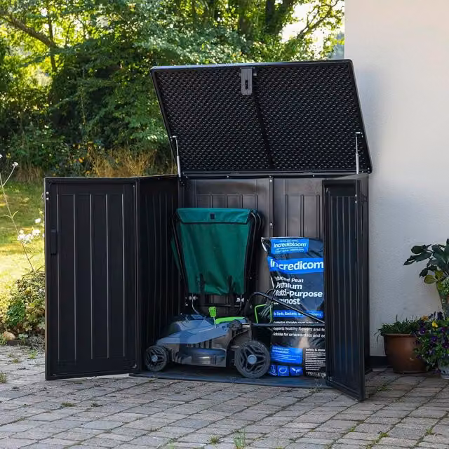 Garden Gear 775 Litre Black Steel Double Door Bin Store and Garden Storage Shed