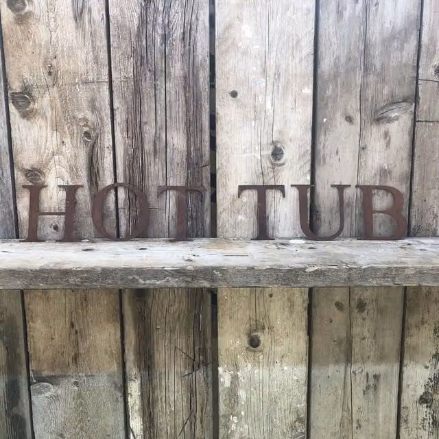 RW Norfolk Personalised Rusty Brown Metal Hot Tub Wall Sign