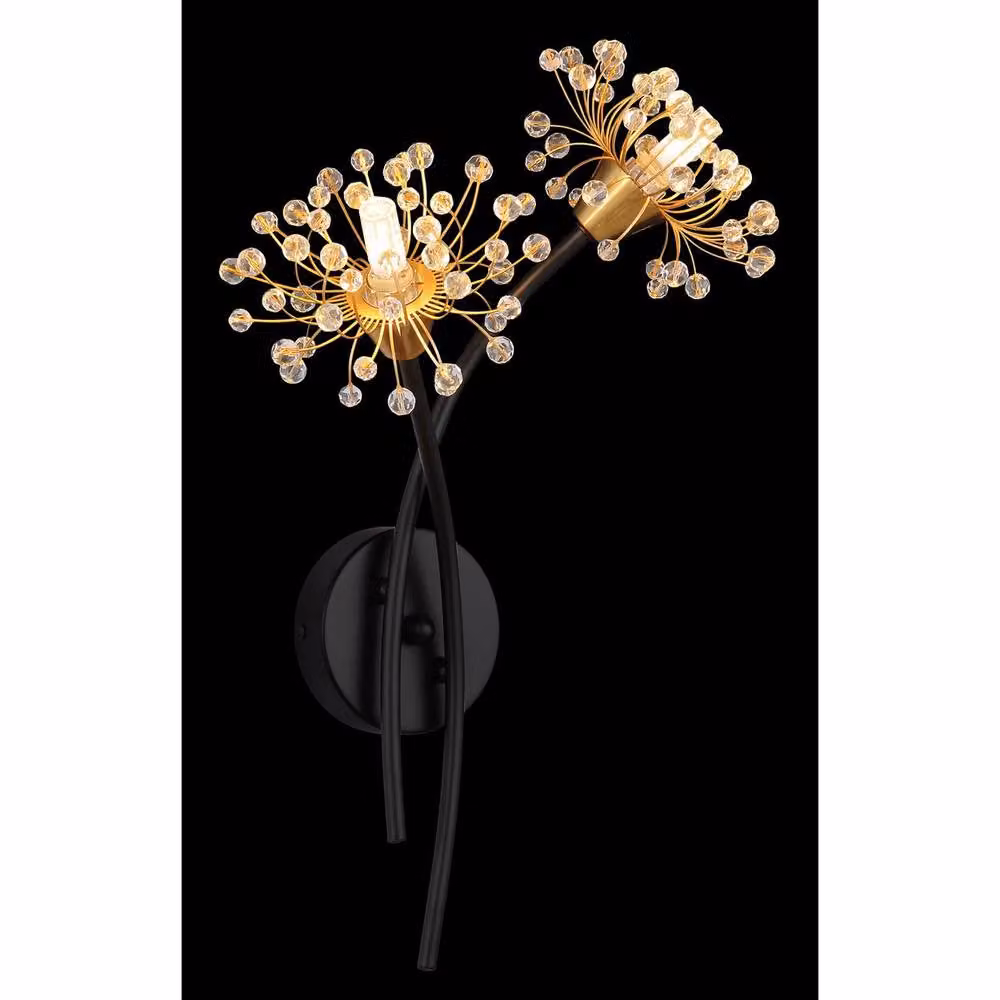 Globo Lighting Fiore Wall Lamp in Black and Gold with 2x G9 Bulbs, W/H: 32.5 x 44.5 cm – 4