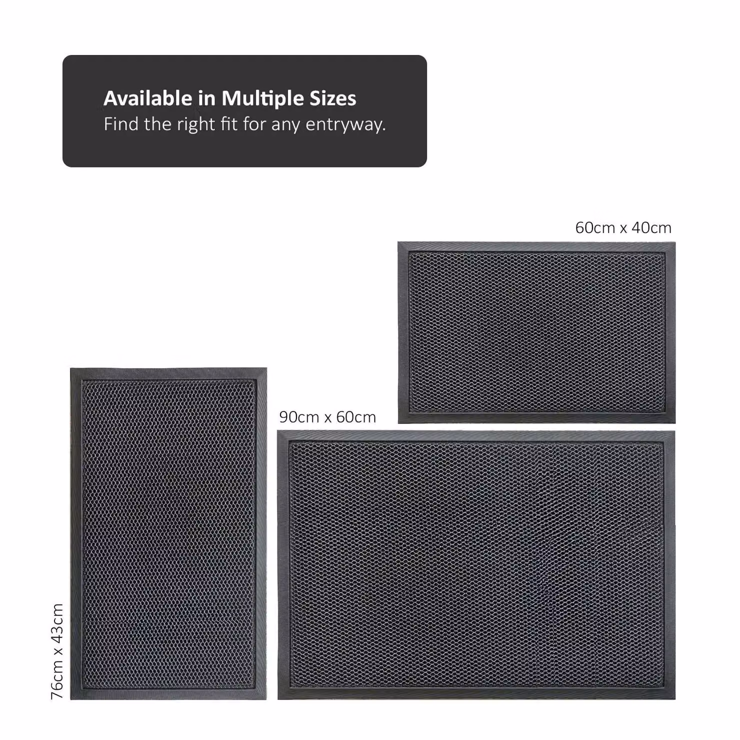 Nicoman Black Mesh Anti-Slip Dirt Trapping Entrance Doormat, W: 60 cm, D: 40 cm – 5