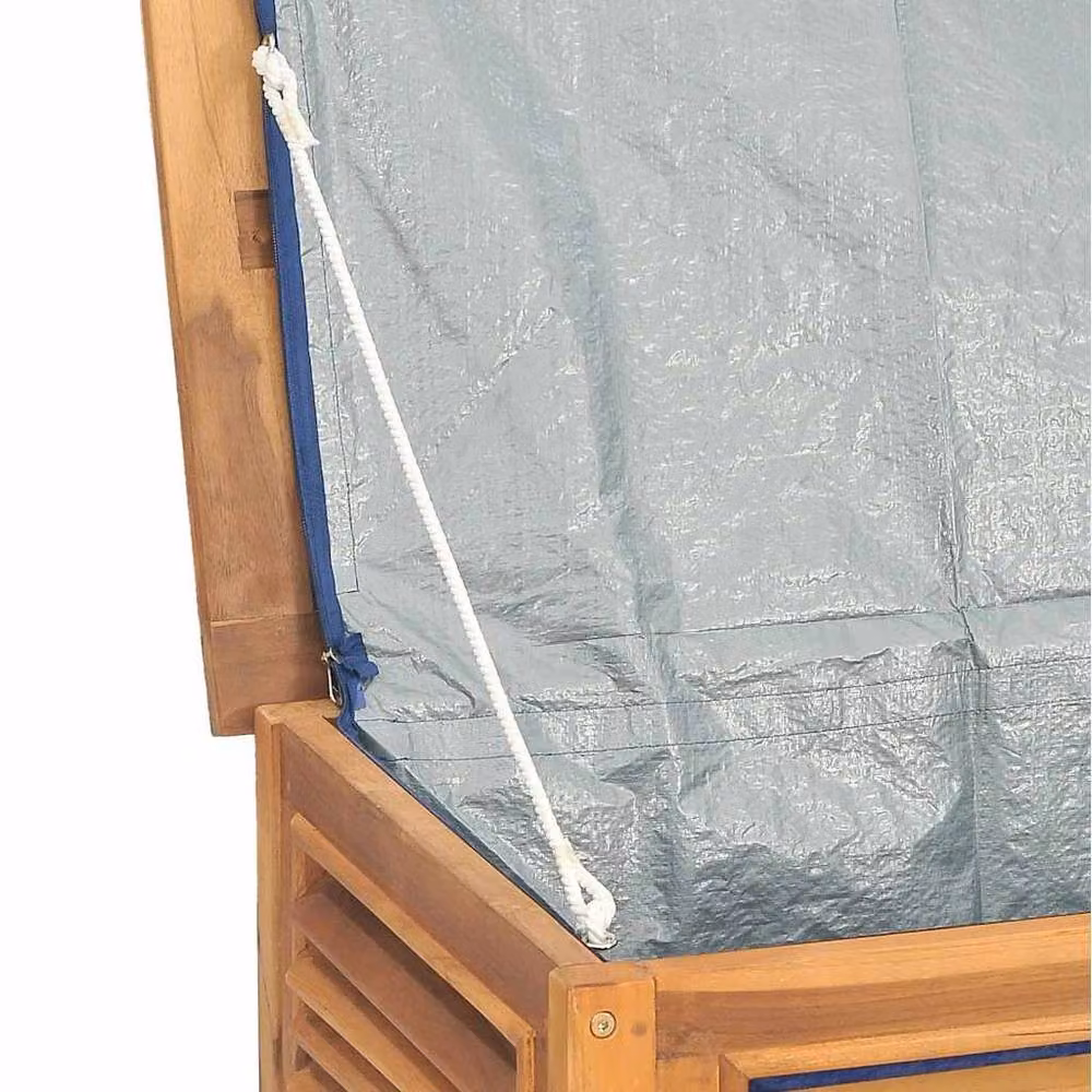 Berkfield Home Garden Storage Box with Bag in Brown Solid Teak Wood, W/D/H: 150 x 50 x 53 cm – 3
