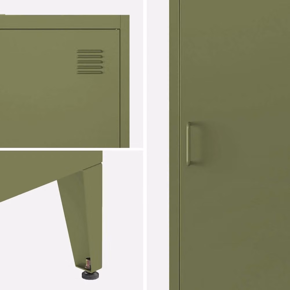 sweeek Industrial Metal Storage Cabinet in Khaki with 4 Compartments, H 180 x W 38 x D 38 cm – 3
