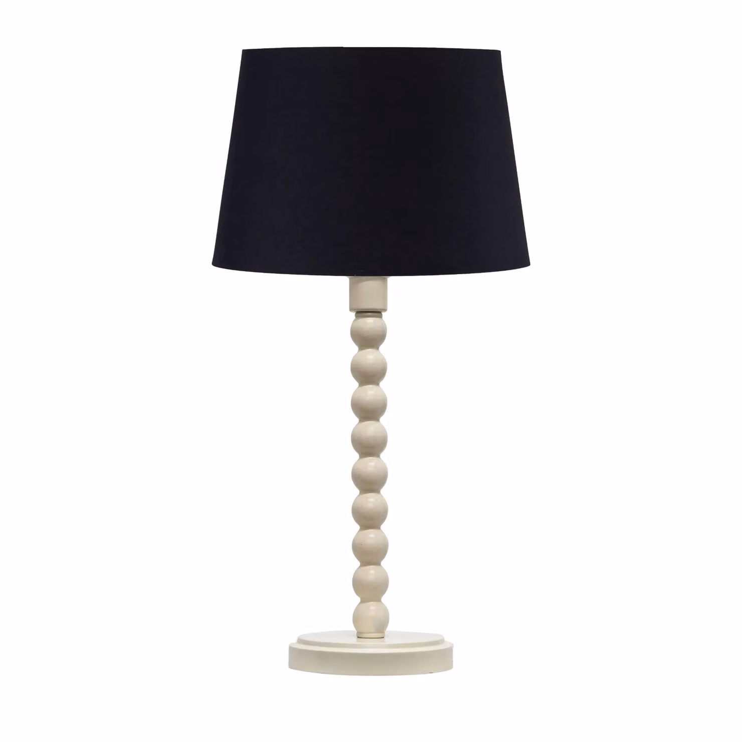 First Choice Lighting Bobbin Set of 2 Ceramic Table Lamps with Black Fabric Shades in White – 2