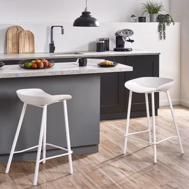 Julian Bowen Renzo Set of 2 Minimalist Bar Stools in White